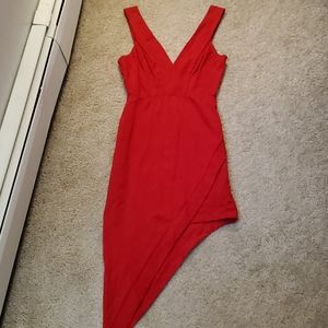 Red Asymetrical Mini Dress